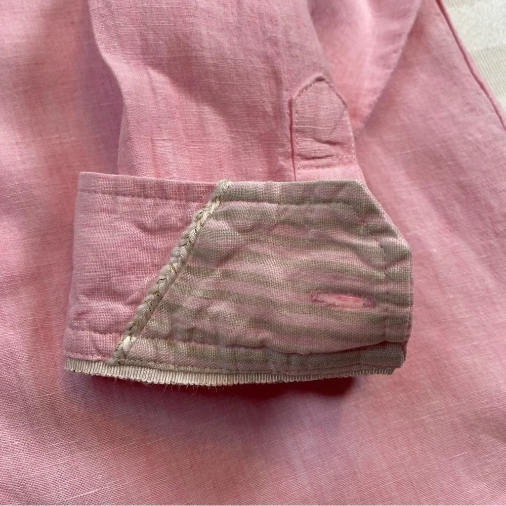 Tommy Bahama 100% Linen Pink Button-Up Shirt Blouse Long Sleeve Sz S/P - Picture 5 of 16